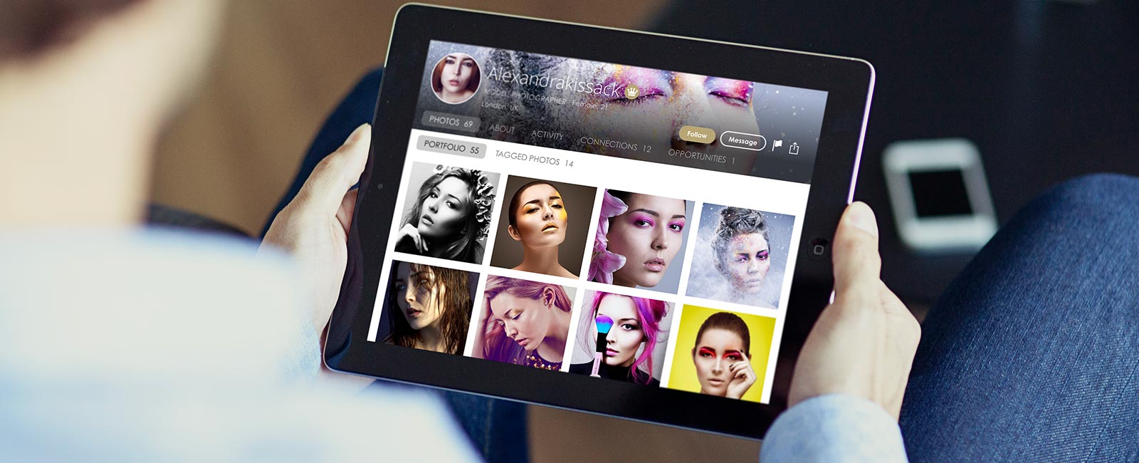 Get a free modelling portfolio that looks beautiful on your tablet, phone, or laptop